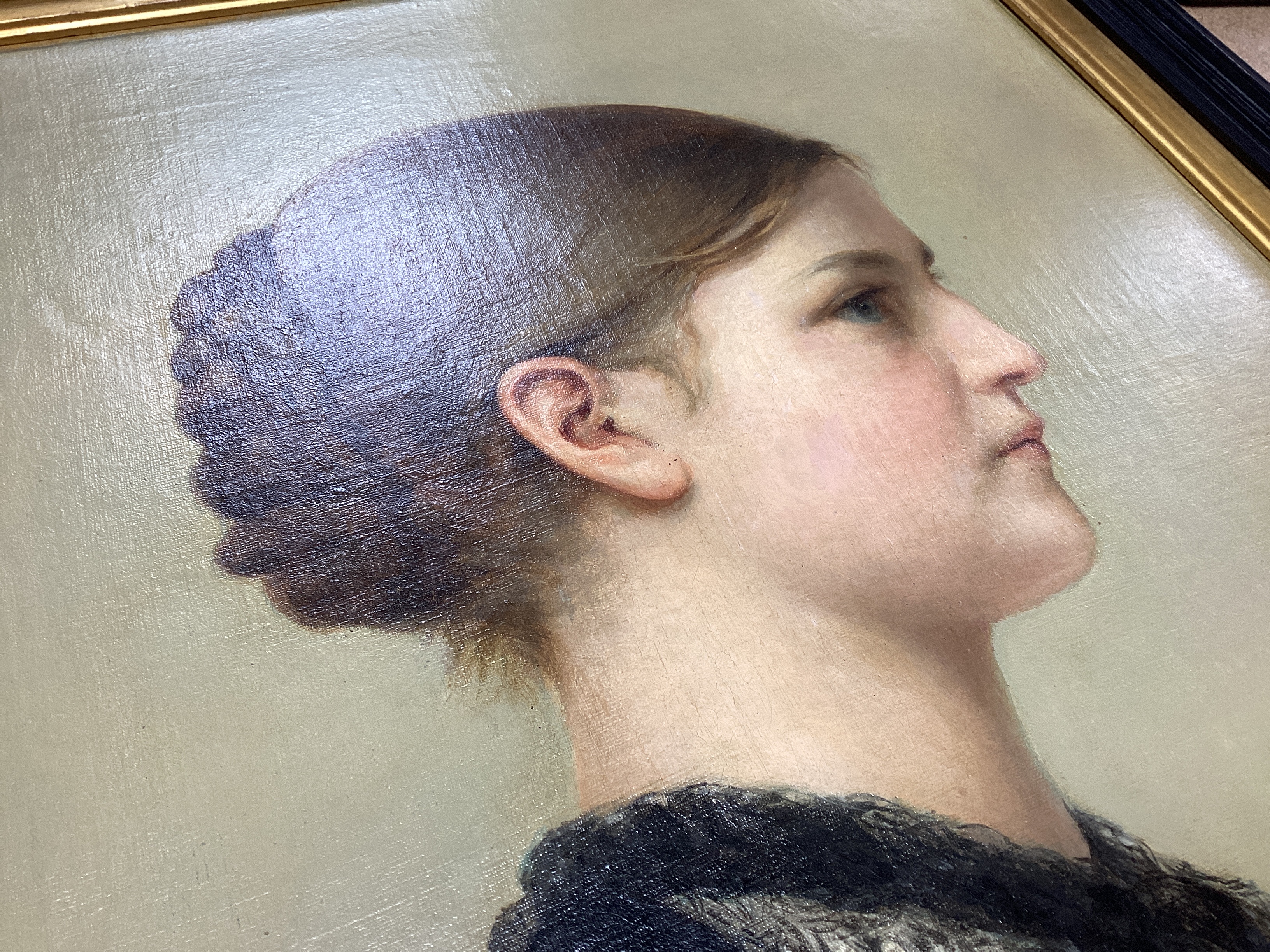 After Albert Anker, Swiss oil on canvas, Portrait of a young lady, 51 x 36cm